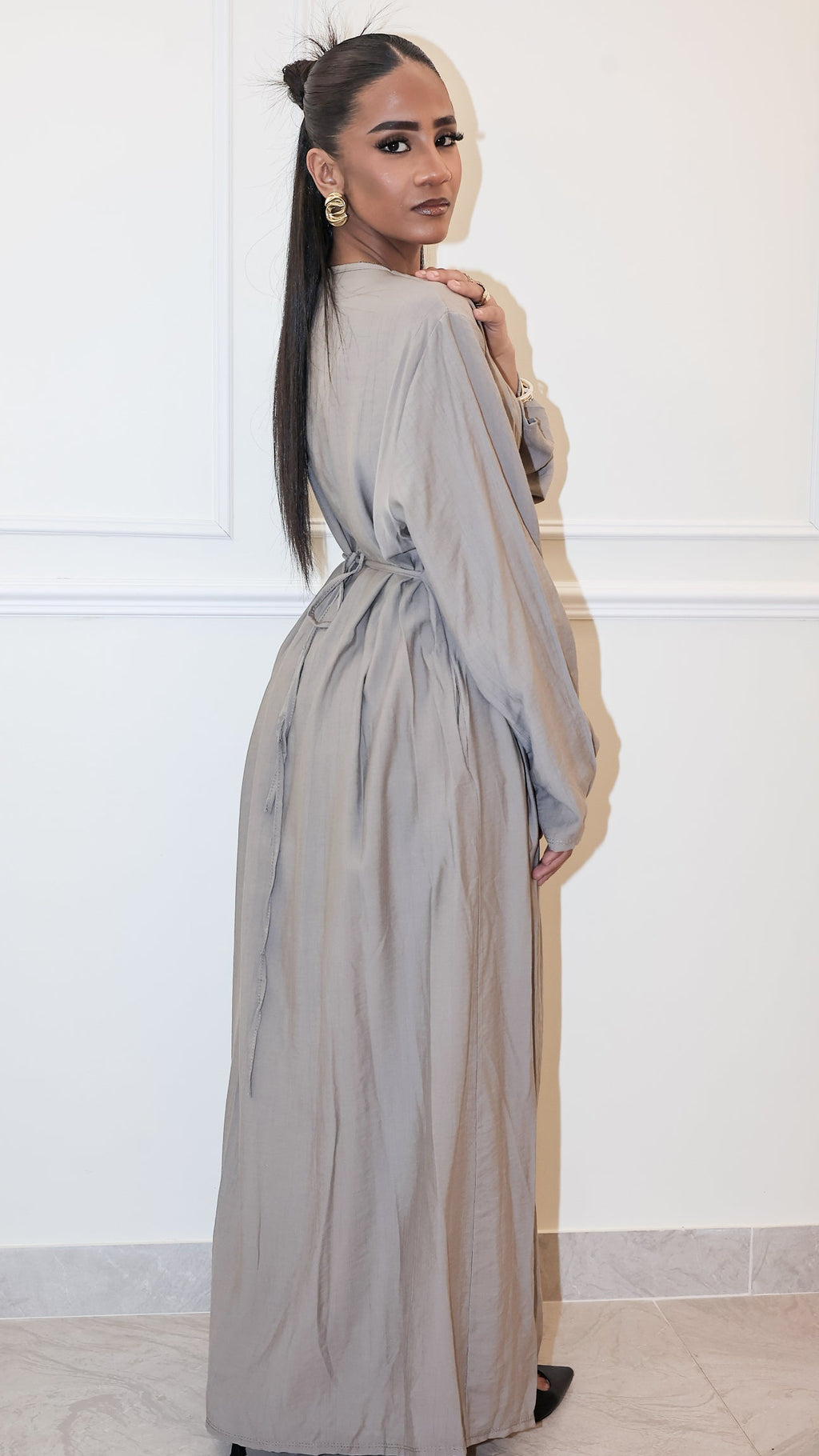 Robe Longue Chemisier "Lina" - Beige Sable