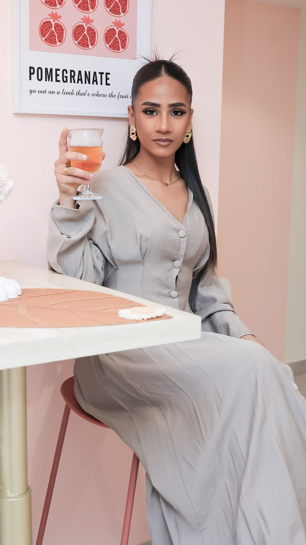 Robe Longue Chemisier "Lina" - Beige Sable