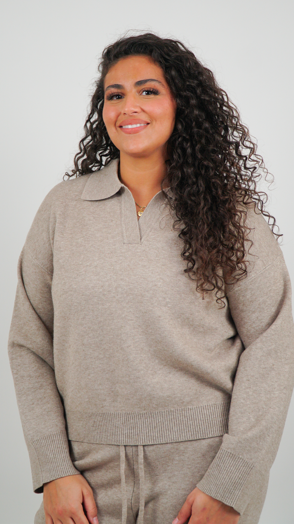 ENSEMBLE FEMME BEIGE EN MAILLE DOUCE