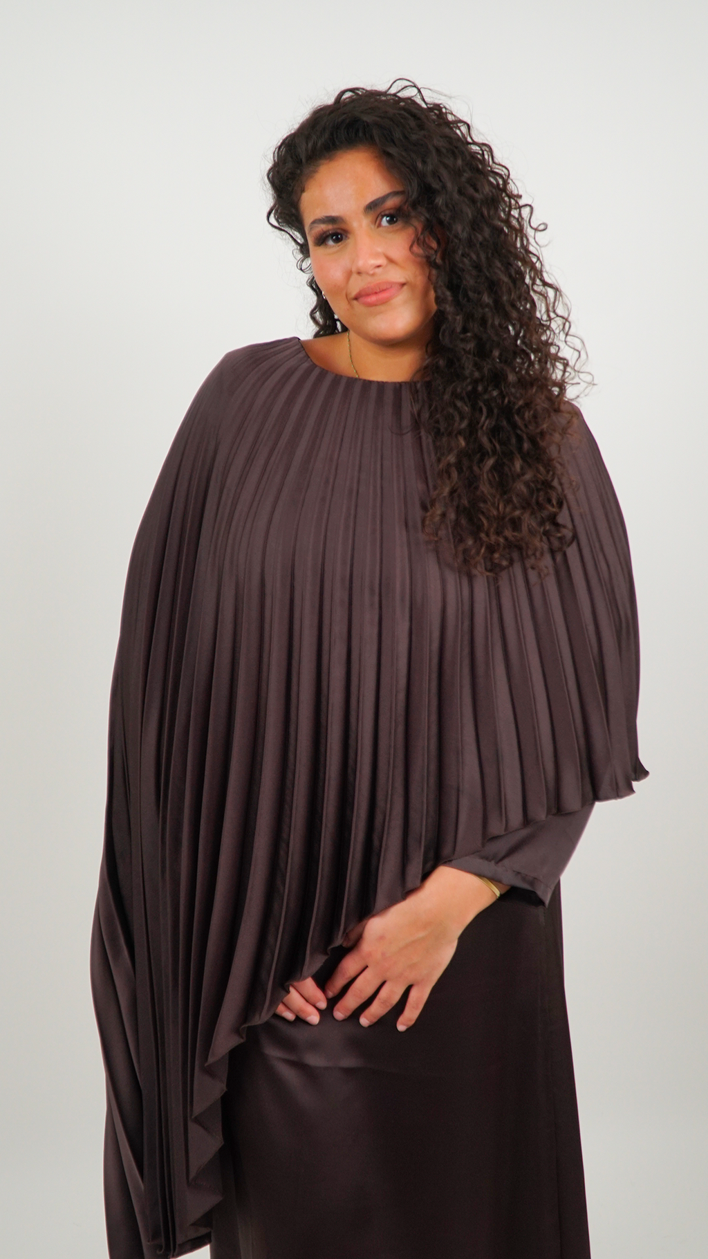 ROBE FEMME PLISSÉE MARRON