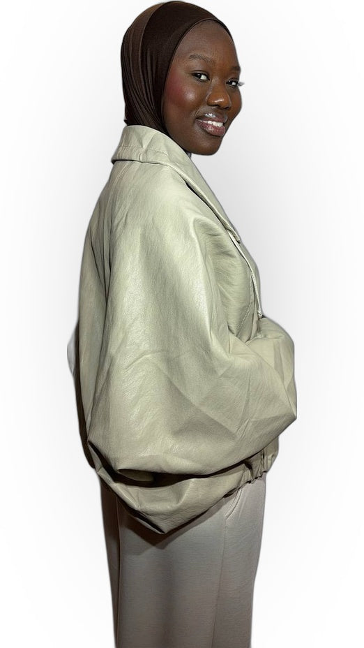 La Veste Simili Cuir – Crème