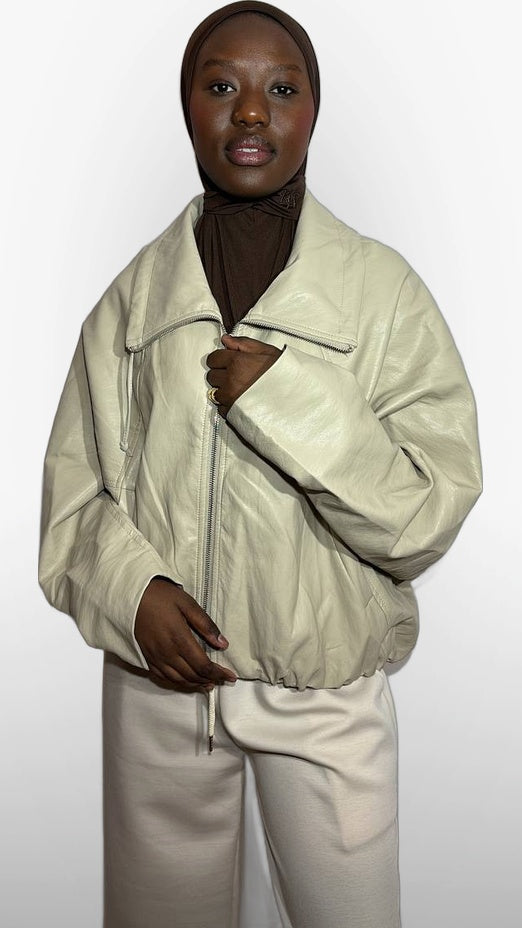 La Veste Simili Cuir – Crème