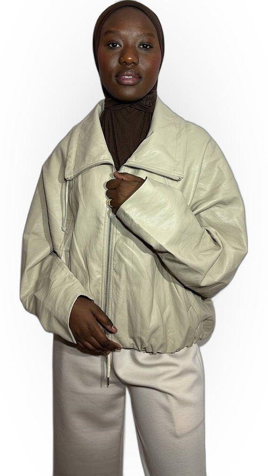 La Veste Simili Cuir – Crème