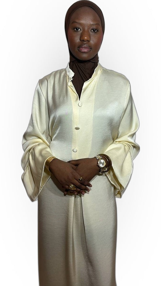 L'Abaya Satinée Perle – jaune