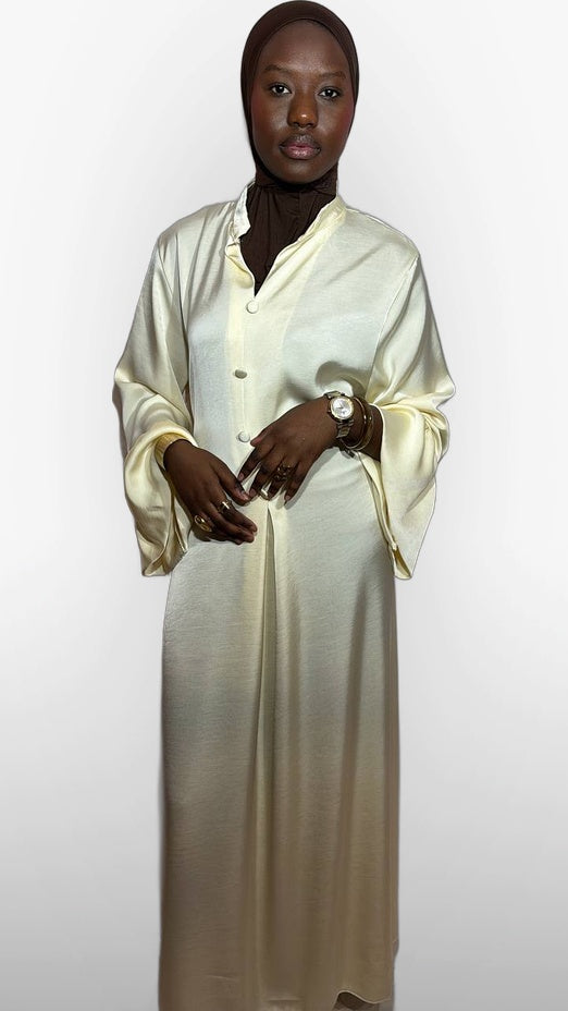 L'Abaya Satinée Perle – Crème