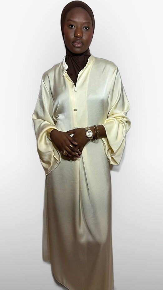 L'Abaya Satinée Perle – Crème