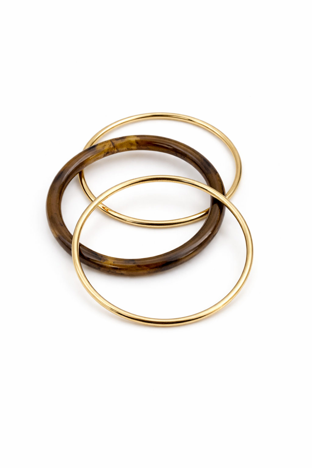 Lot de bracelets joncs femme dorés et effet marbré