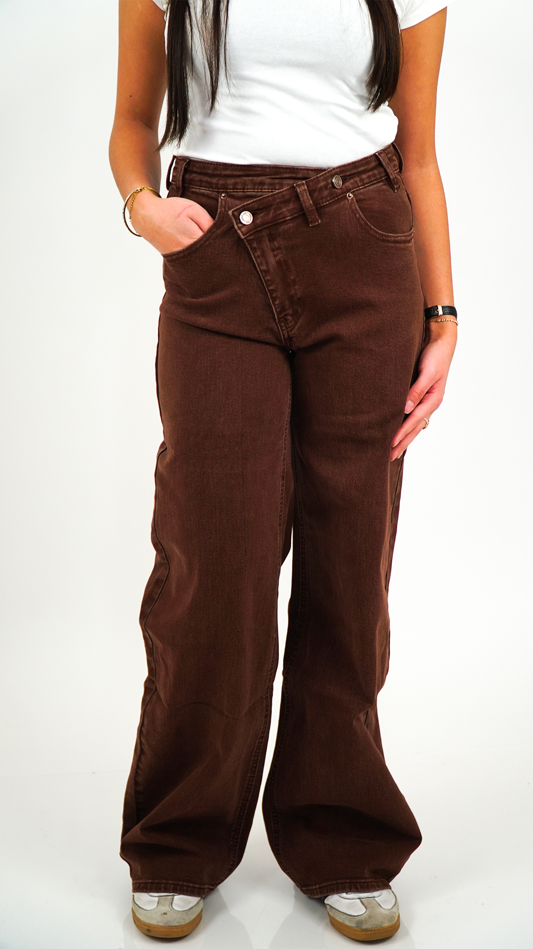 JEAN LARGE MARRON TAILLE HAUTE