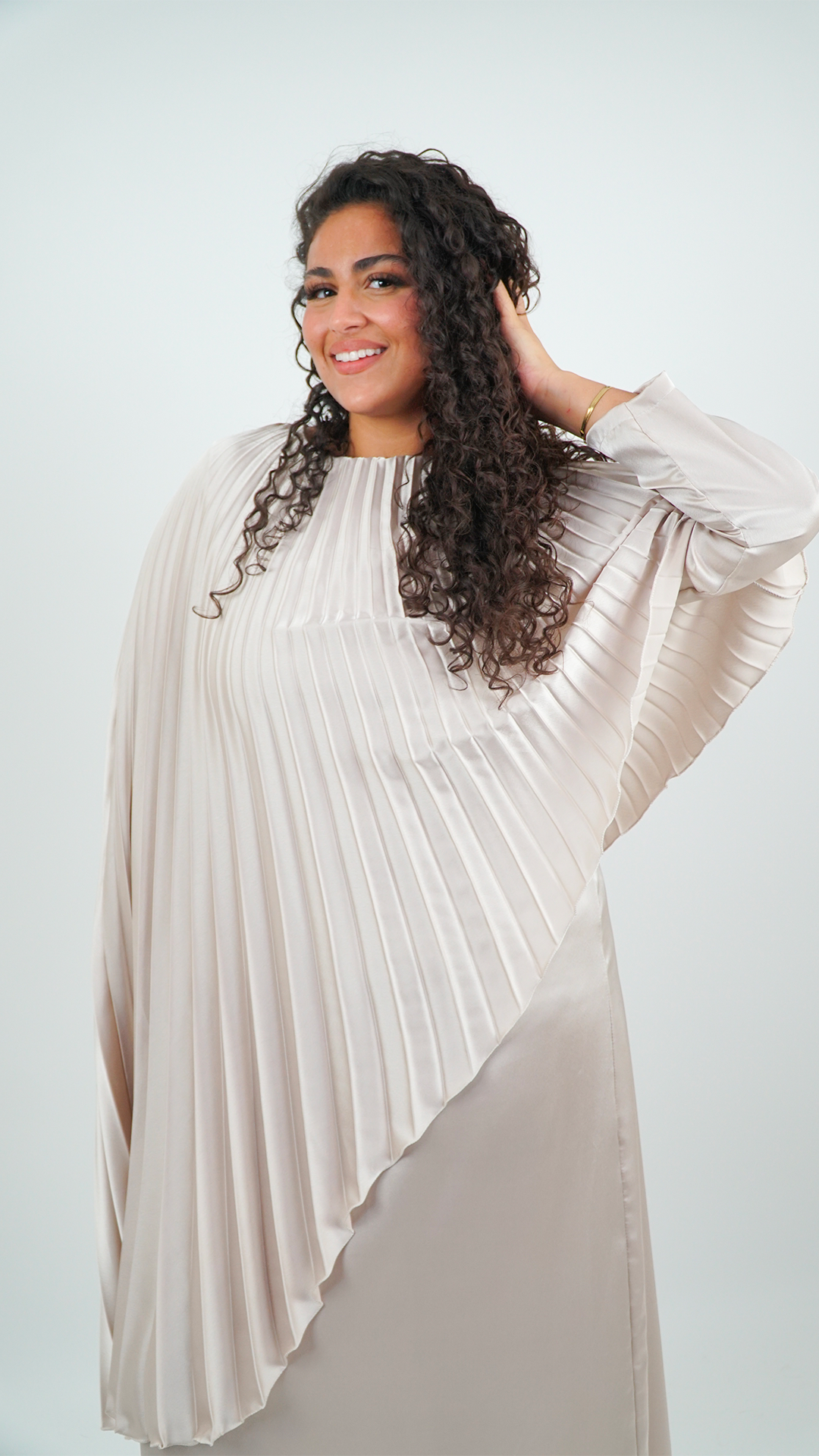 ROBE FEMME PLISSÉE BEIGE