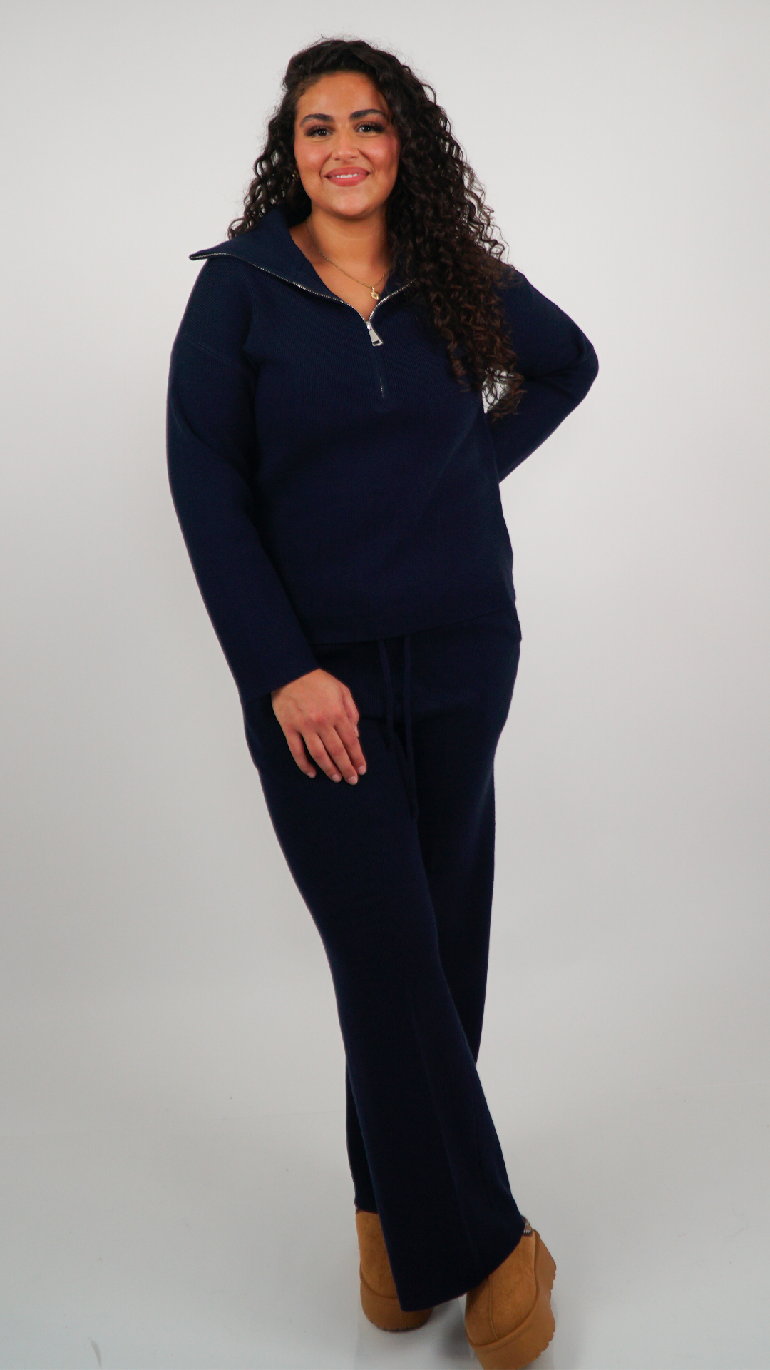 ENSEMBLE FEMME BLEU EN MAILLE DOUCE